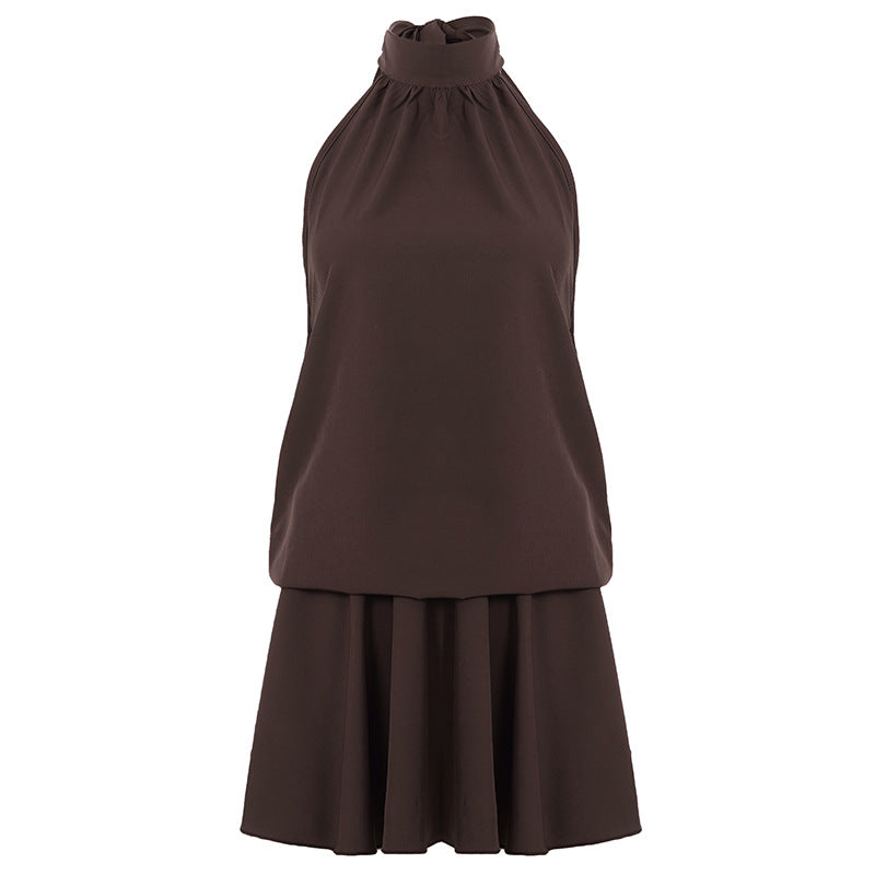 Damen lässiges Trägerkleid mit voluminösem Rocksaum R&B