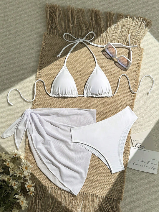 Damen Triangel-Bikini mit Wickeltuch und verstellbaren Trägern R&B