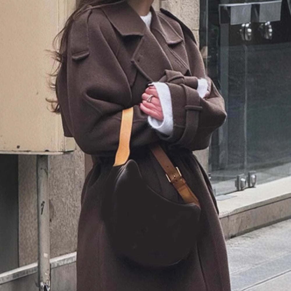 Damen Oversize Wintermantel mit elegantem Revers und praktischen Taschen R&B