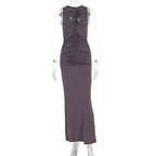 Damen figurbetontes Maxikleid mit raffiniertem Rüschendetail R&B