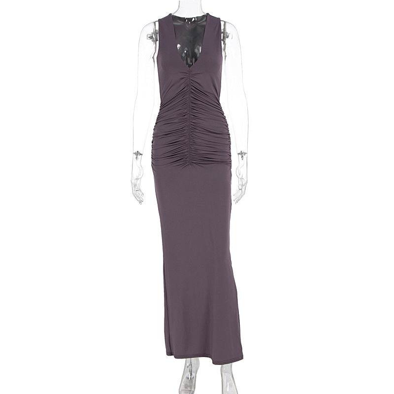 Damen figurbetontes Maxikleid mit raffiniertem Rüschendetail R&B
