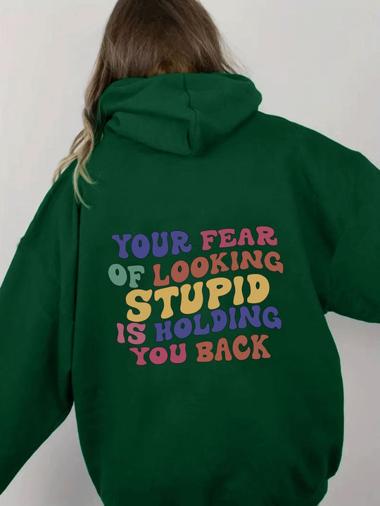 Damen Kapuzensweater mit inspirierendem Statement-Druck R&B