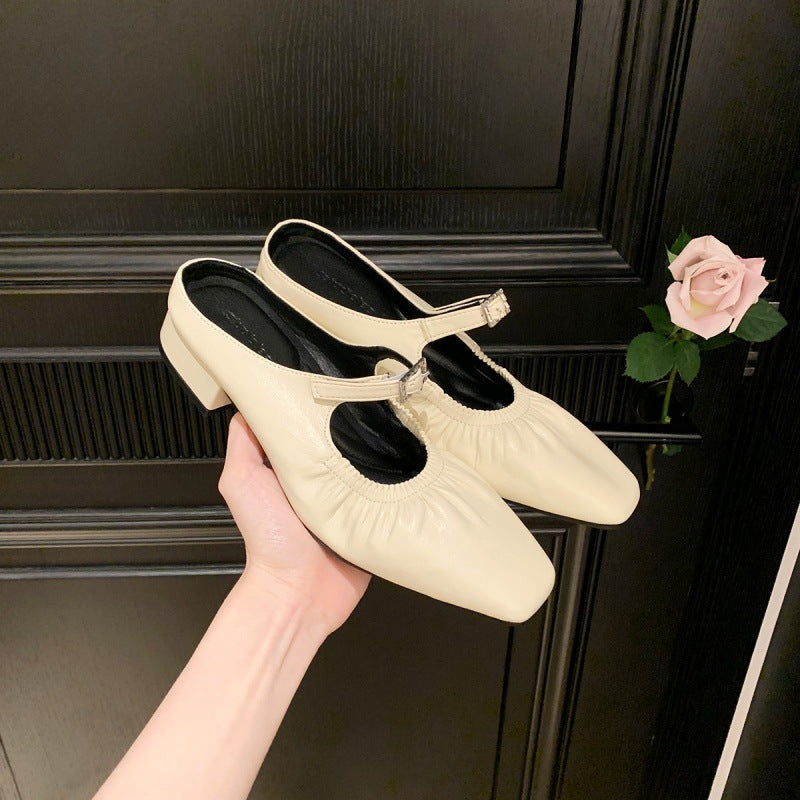 Damen elegante Slingback-Ballerinas mit modischem Rüschendesign R&B