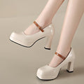 Damen Plateau-Pumps mit elegantem Riemchen und komfortablem Blockabsatz R&B