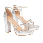 Damen Hochhackige Sandalen mit Perlenakzent R&B