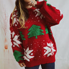 Damen Weihnachtspullover mit festlichem Motiv und voluminösen Ärmeln R&B