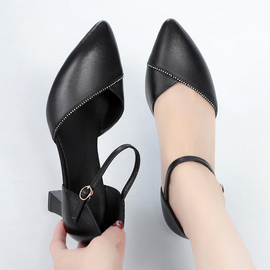 Damen schicke Pumps mit elegantem Riemen und komfortablem Blockabsatz R&B