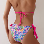 Damen Triangel-Bikini mit modischem Bindand und auffälligem Mustermix