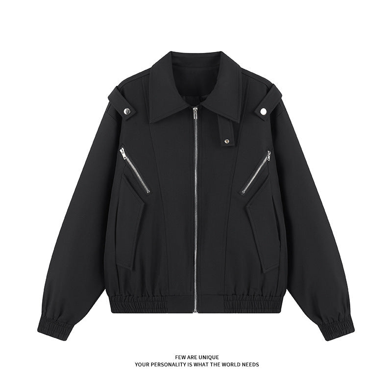 Damen stylische Windjacke mit funktionalen Reißverschlusstaschen und elastischen Bündchen R&B