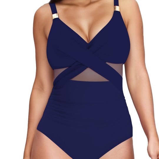 Damen Eleganter Einteiler mit transparenter Einsätzen R&B