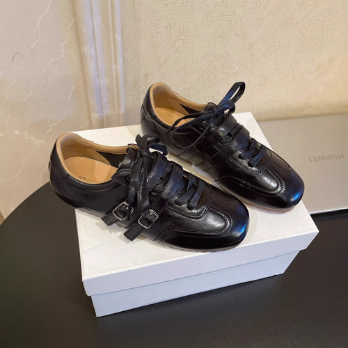 Damen modische Schnürschuhe mit glänzender Lederoberfläche und eleganten Akzenten R&B