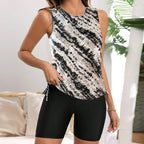 Damen Sportliches Tanktop mit kurzer Hose im modischen Design R&B
