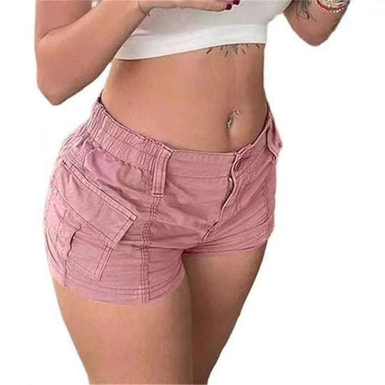 Damen bequeme Cargo-Shorts mit elastischem Bund und praktischen Taschen R&B