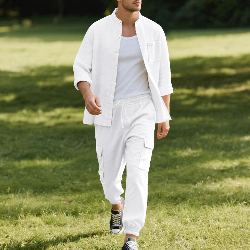 Herren lässige Hemdjacke mit hochwertigem Baumwollmix und praktischen Taschen R&B