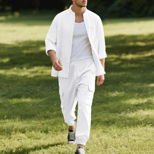 Herren lässige Hemdjacke mit hochwertigem Baumwollmix und praktischen Taschen R&B