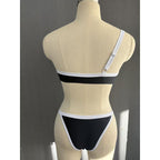 Damen Einseitiger Bikini mit modischem Kontrast und sportlichem Design R&B
