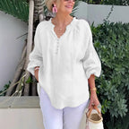 Damen luftige Bluse mit Smock-Ärmeln R&B