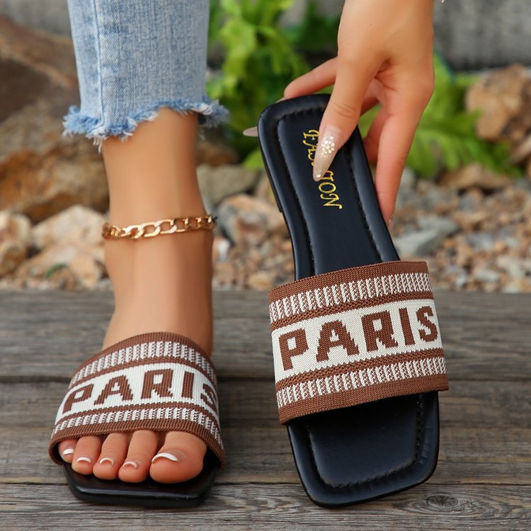 Damen Trendige Sommer-Sandalen mit breitem Riemen und Logo-Applikation R&B