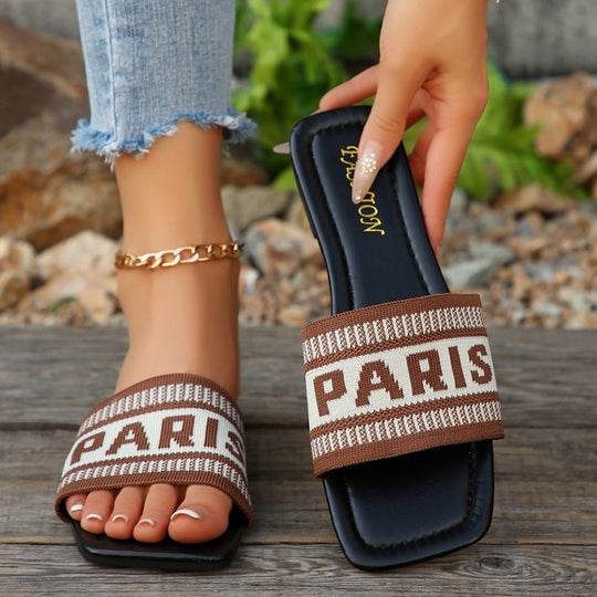 Damen Trendige Sommer-Sandalen mit breitem Riemen und Logo-Applikation R&B