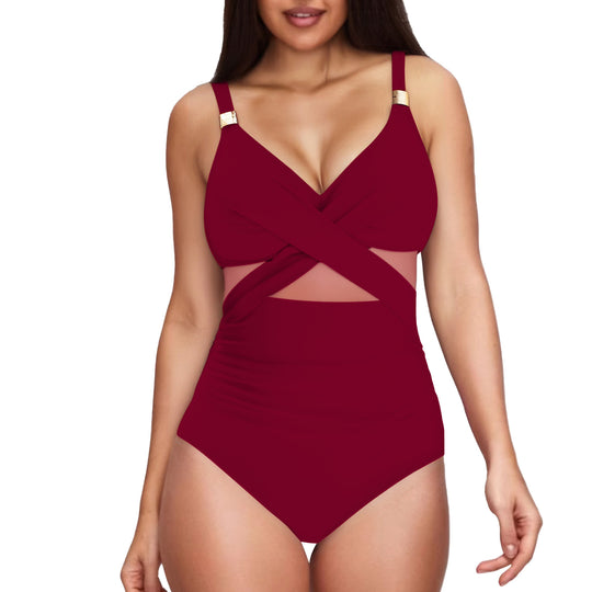 Damen Eleganter Einteiler mit transparenter Einsätzen R&B