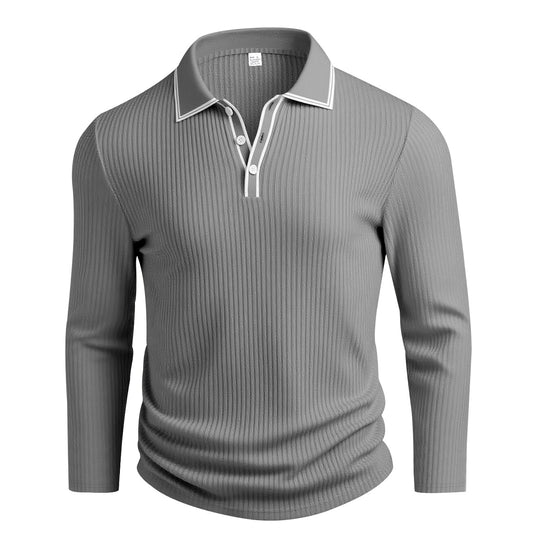Herren Langarm-Polohemd mit strukturiertem Design R&B