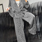 Damen lässiger Jumpsuit mit modischem Leopardenmuster und weitem Schnitt R&B