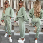 Damen Sportlicher Loungewear-Anzug mit elastischen Bündchen und weitem Schnitt R&B