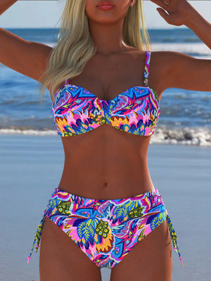 Damen Balconette Bikini mit floralem Design und verstellbaren Trägern R&B