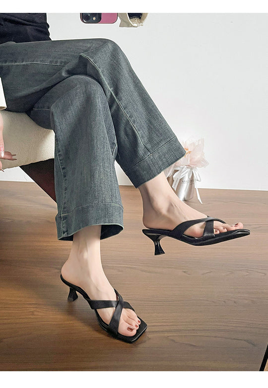 Damen elegante Cross-Over Sandalen mit modischem Absatz R&B