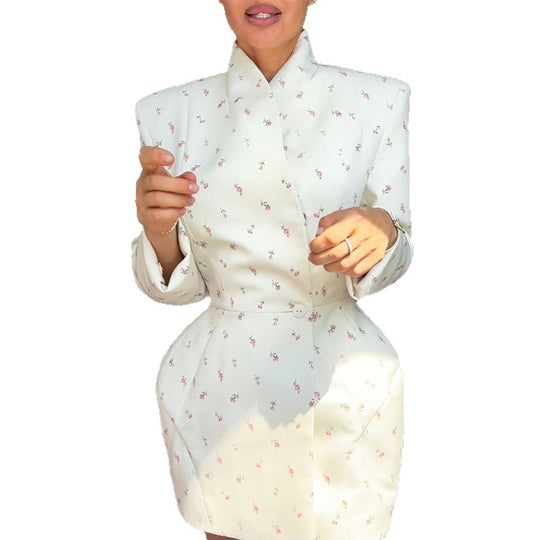 Damen elegantes Blazer Kleid mit floralen Akzenten R&B