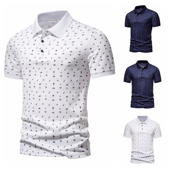 Herren Polohemd mit stilvollem Allover-Muster R&B