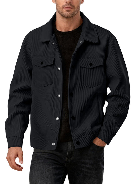 Herren nan Cordjacke im klassischen Arbeiterjacken-Schnitt mit Druckknöpfen und Brusttaschen R&B