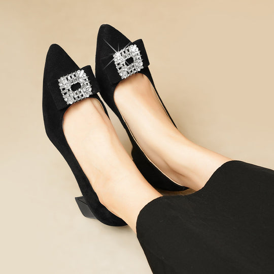 Damen elegante Pumps mit luxuriösem Schmuckdetail und komfortablem Blockabsatz R&B