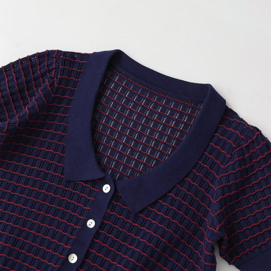 Damen Kurzarm Pullover mit strukturiertem Gewebe R&B