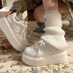 Damen Plateau Sneakers mit strukturiertem Obermaterial und rutschfester Sohle