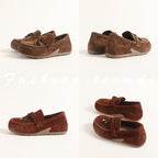 Damen weiche Slipper aus Wildleder mit dekorativem Kordelzug R&B