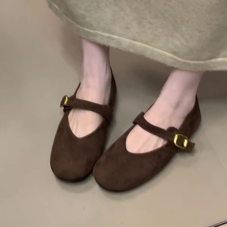 Damen elegante Ballerinas mit modischem Schnallenverschluss R&B