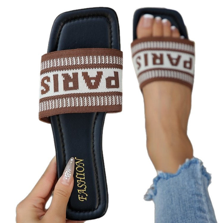 Damen Trendige Sommer-Sandalen mit breitem Riemen und Logo-Applikation R&B