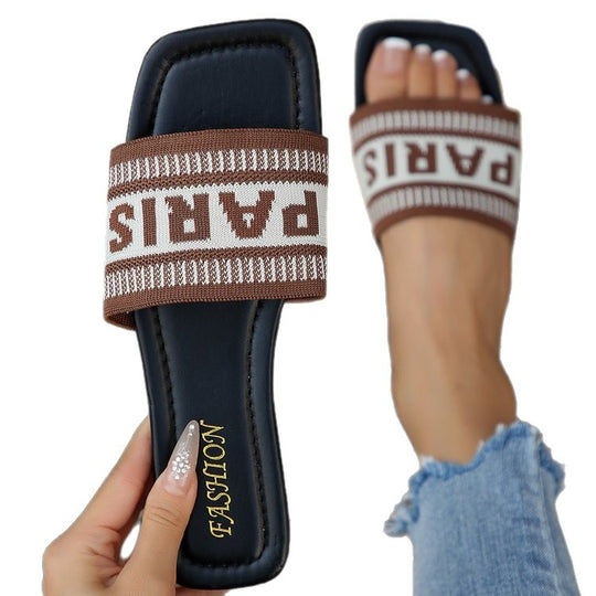 Damen Trendige Sommer-Sandalen mit breitem Riemen und Logo-Applikation R&B