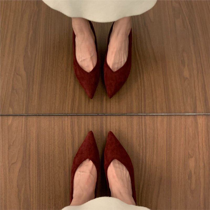Damen spitze Wedge-Pumps aus samtweichem Velours R&B