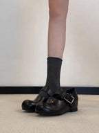 Damen elegante und stilvolle Riemchen-Schuh mit dekorativem Schnallenverschluss R&B
