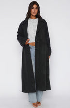 Damen Langer Blazer mit Streifenmuster und lässigem Schnitt R&B