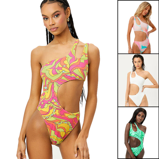 Damen Einteiliger Badeanzug mit innovativem Cut-Out und asymmetrischem Design R&B
