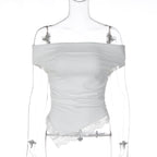 Damen Charmantes Off-Shoulder Top R&B