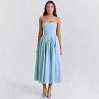 Damen Maxikleid mit schulterfreiem Design und voluminösem Saum R&B