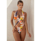 Damen Badeanzug mit Cut-Outs und floralem Design R&B