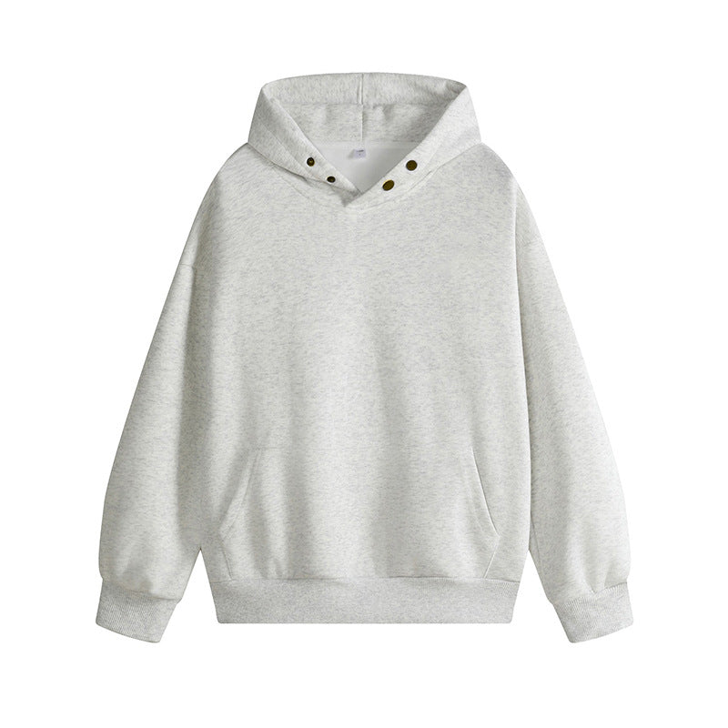 Damen Kapuzenpullover mit innovativem Schnitt und praktischen Druckknöpfen R&B