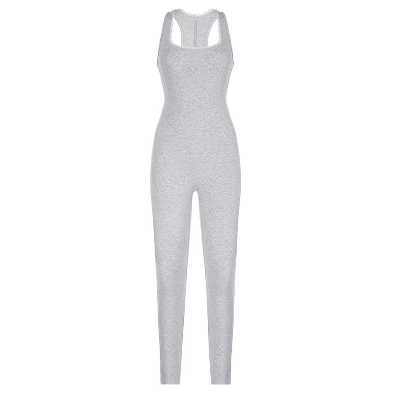 Damen Sportlicher Einteiler mit Spaghettiträgern und figurbetonter Passform R&B