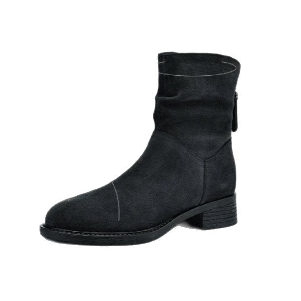 Damen Modische Stiefeletten mit hohem Kragen und seitlichem Reißverschluss R&B