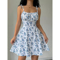 Damen Sommerliches Blümchenkleid mit verstellbaren Spaghettiträgern R&B